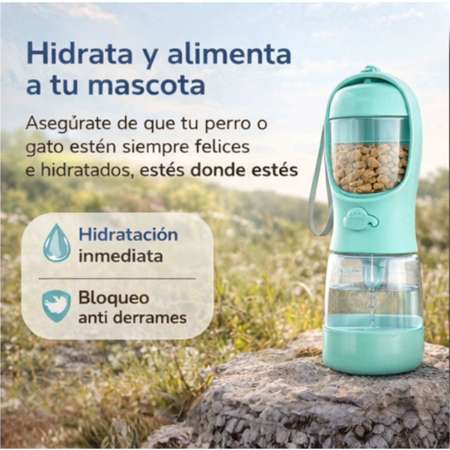 Botella portátil 2 en 1 para perros y gatos